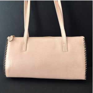 Vintage Rare Saks Fifth Avenue Leather Shoulder bag Lizard Textured Italy Peach